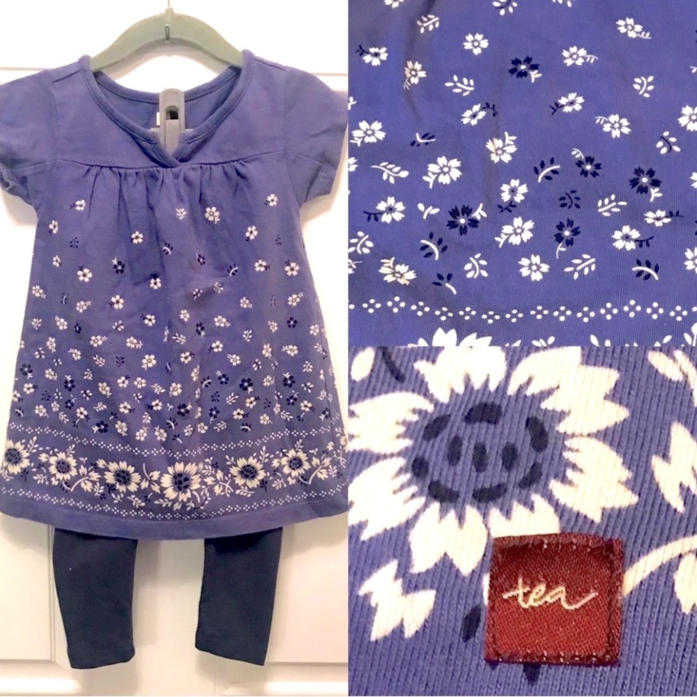 Violet Tea Set, dress and pant, 12-18 months 100% cotton